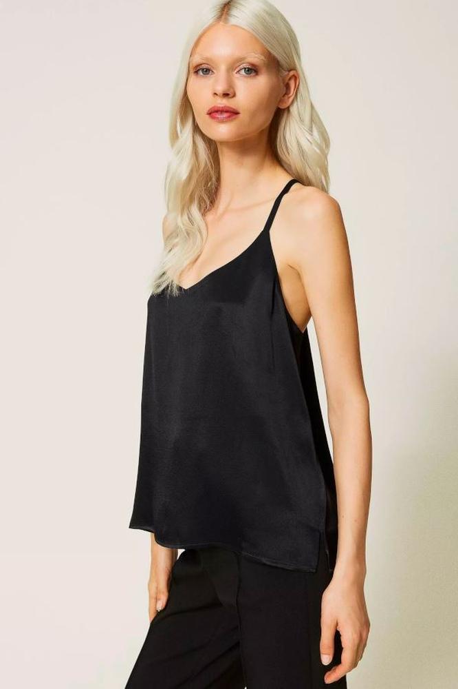 Schwarzes Top mit schmalen Trägern von TWINSET