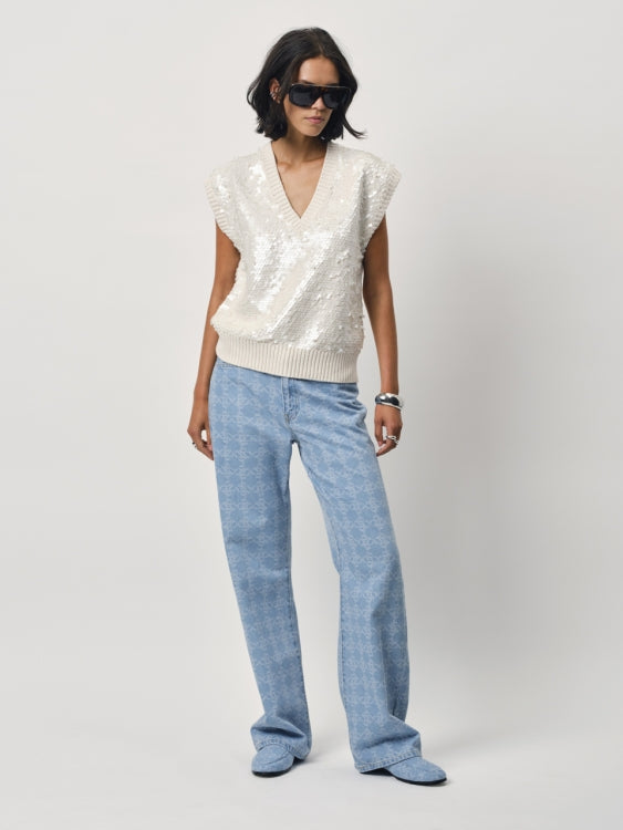 Strahle mit dem Dante6 Ezra Sequins Sweater in Butter Cream