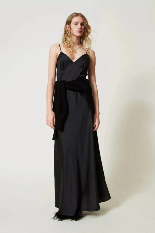 PLIP dress made of black satin - timeless elegance for every occasion