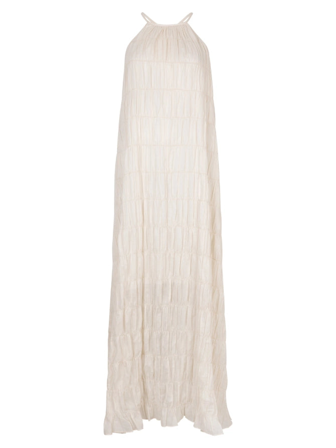 Nelkis Kleid in Butter Cream – Fließendes Halter-Maxikleid für den Sommer