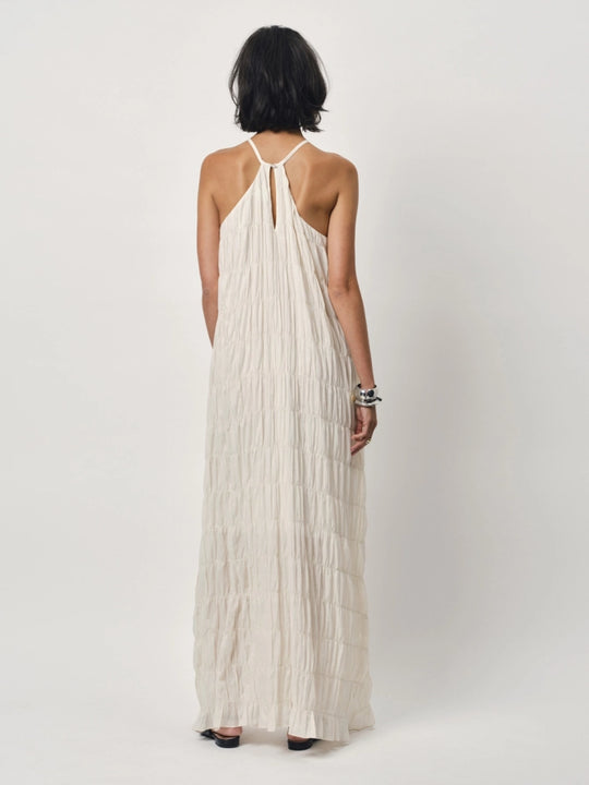 Nelkis Kleid in Butter Cream – Fließendes Halter-Maxikleid für den Sommer