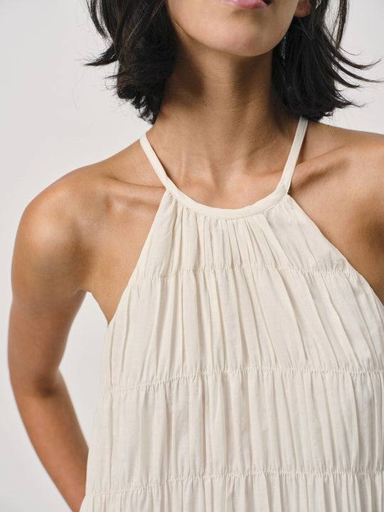 Nelkis Kleid in Butter Cream – Fließendes Halter-Maxikleid für den Sommer