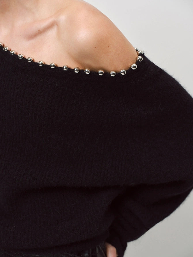 Luxuriöser Strickpullover in schwarz