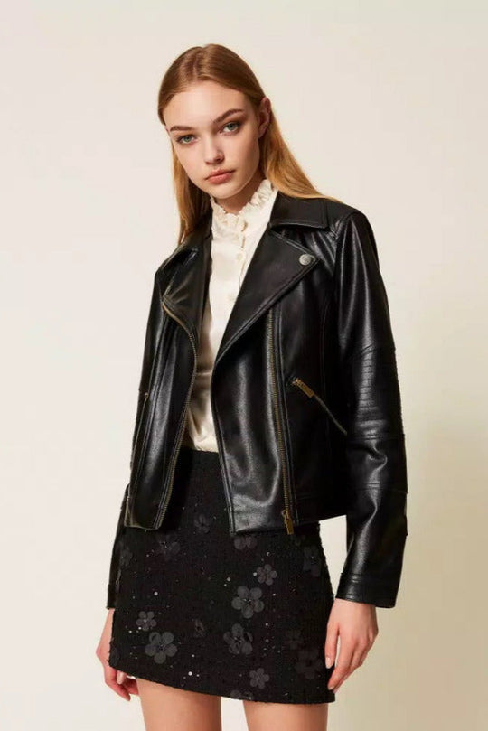 Bikerjacke aus Lederimitat von TWINSET