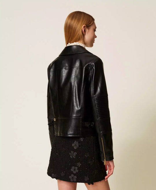 Bikerjacke aus Lederimitat von TWINSET