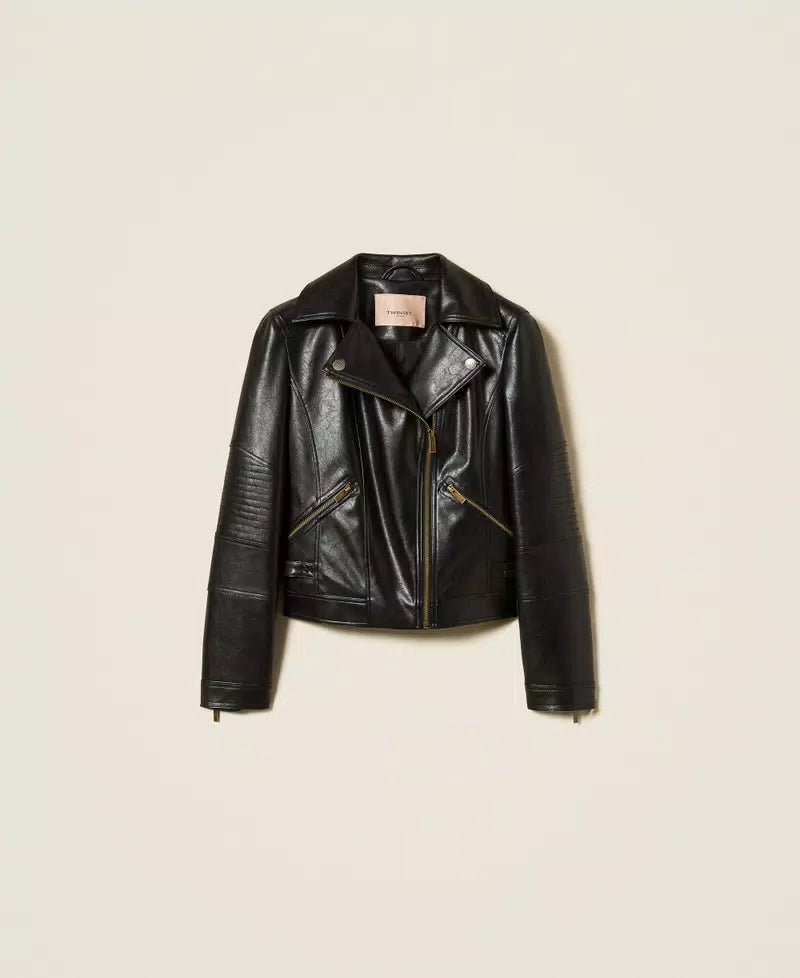 Bikerjacke aus Lederimitat von TWINSET