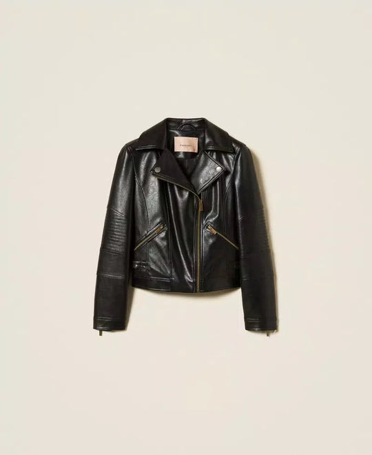 Bikerjacke aus Lederimitat von TWINSET