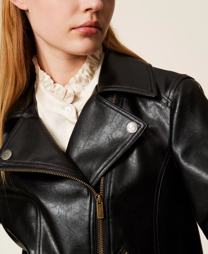 Bikerjacke aus Lederimitat von TWINSET