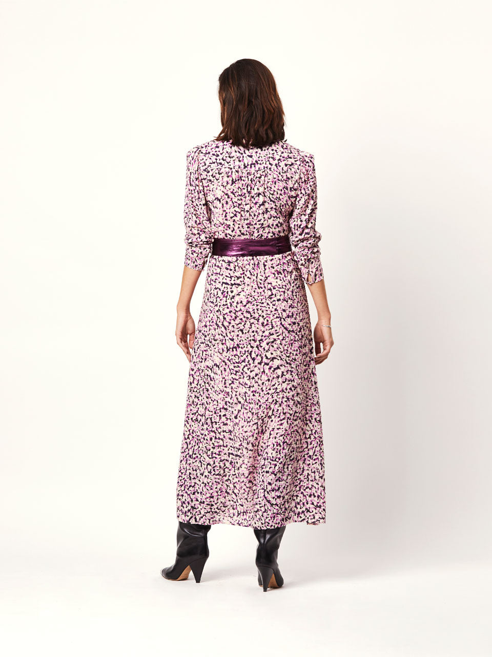 Printed maxi dress with matching belt
