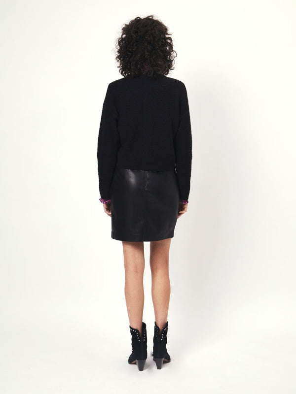 Stylish synthetic leather skirt made of polyurethane