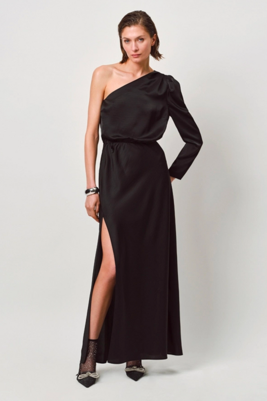 Schulterfreies Abendkleid in schwarz