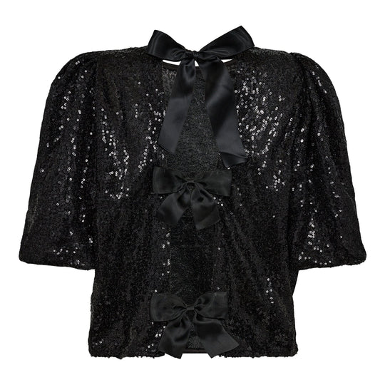 Bluse mit schwarzen Pailletten Bluse Co'couture 