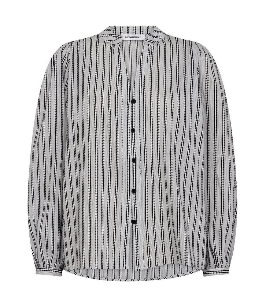 Co’Couture Noracc V-Shirt – Schicke Bluse in Schwarz-Weiß