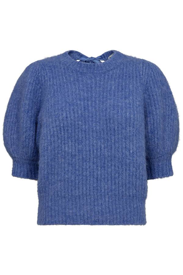 Eleganter blauer Schrickpullover von Co’Couture – Nachhaltig und stilvoll - Pullover