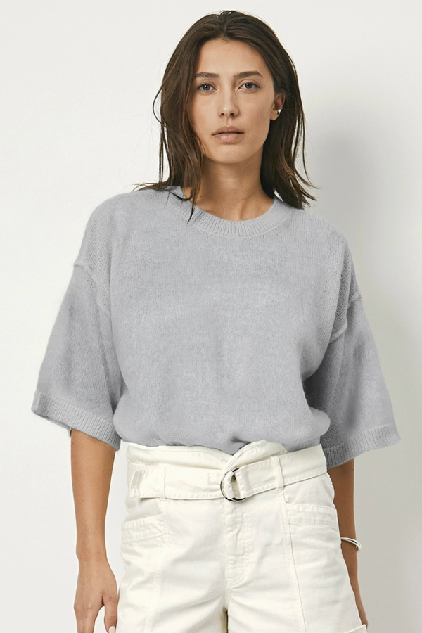 Leichter Alpaka Pullover in der Farbe hellgrau 
