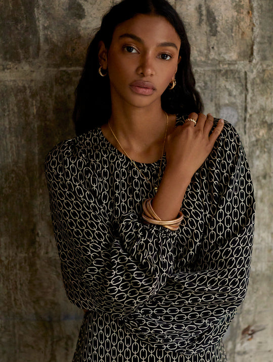 Kurzes Kleid, Chain Print schwarz (nachhaltig) Kleid Skatie Brand 