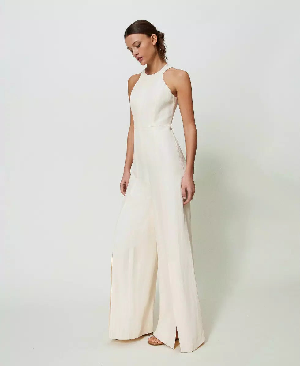 Langer Jumpsuit aus Leinen und Viskose Kleid TWINSET 