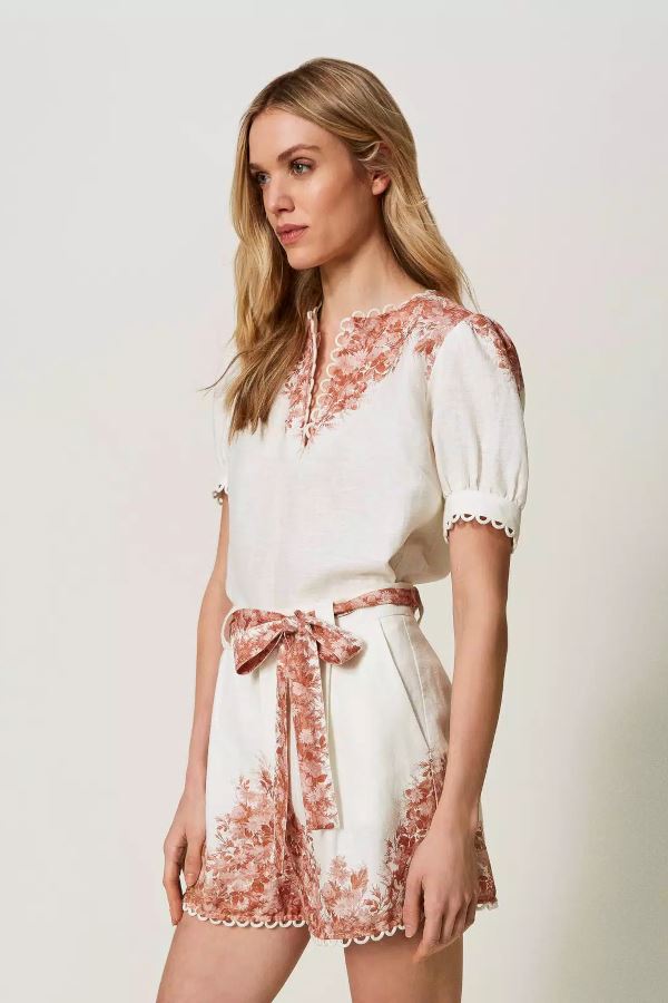 Leinenbluse mit Blumenprint Bluse TWINSET 