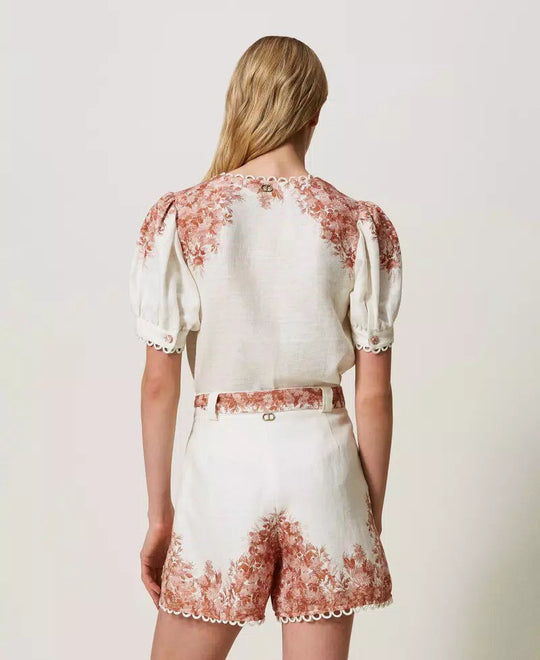 Leinenshorts mit Blumenprint Shorts TWINSET 