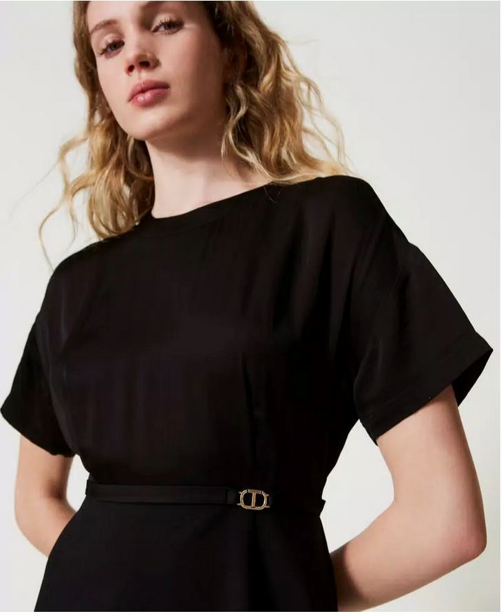 Midikleid aus Milano-Strick und Crêpe de Chine Kleider TWINSET 