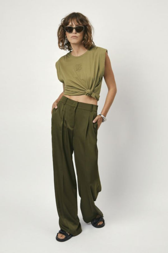 Olivgrüne Satinhose Hose Dante 6 