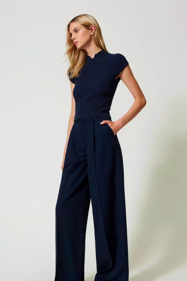 Palzzohose mit Nadelstreifen aus Lurexgarn Mäntel & Jacken TWINSET 