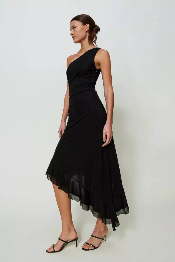 Schwarze asymetrisches Kleid - Kleider