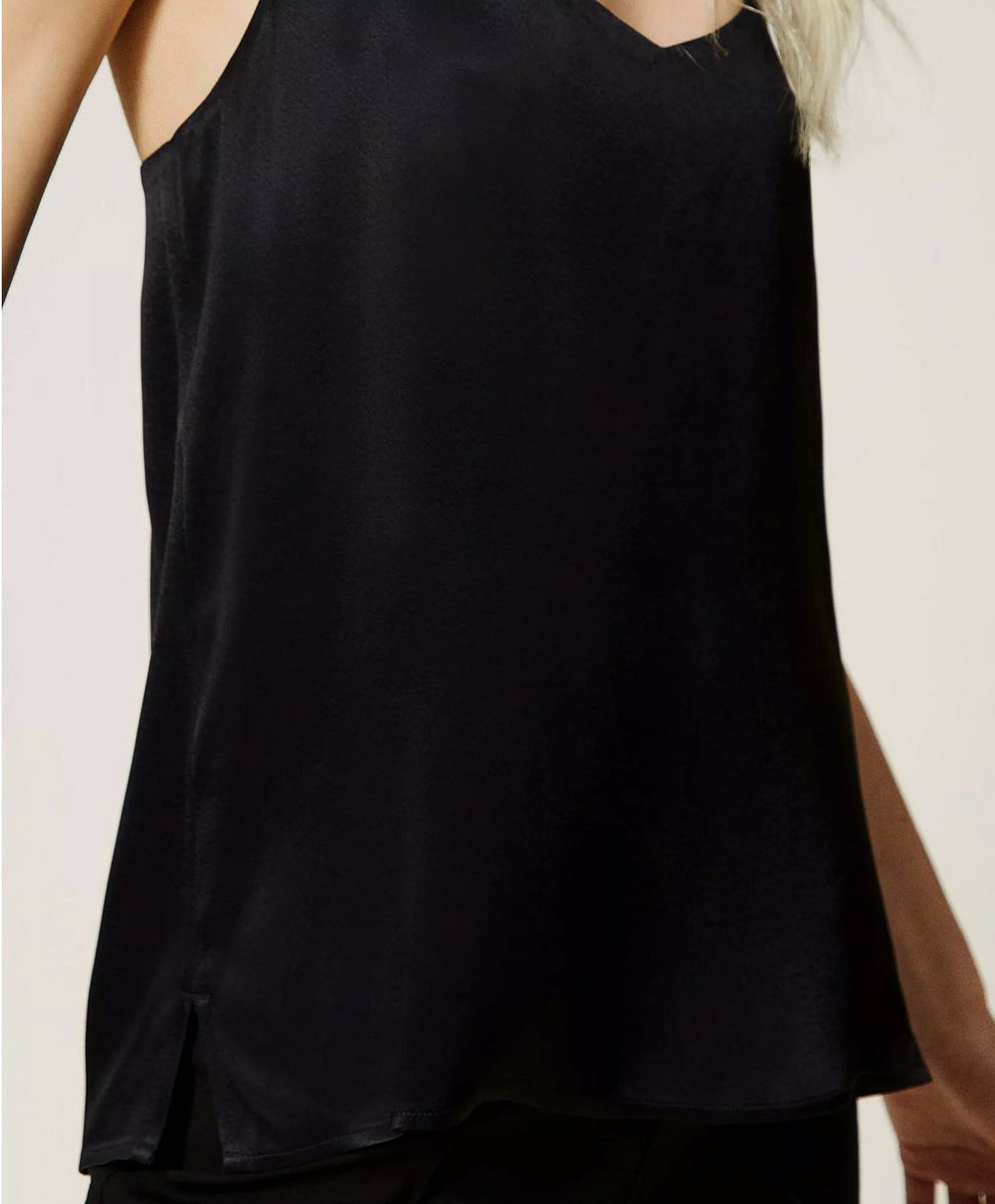 Schwarzes Top mit schmalen Trägern Top TWINSET 