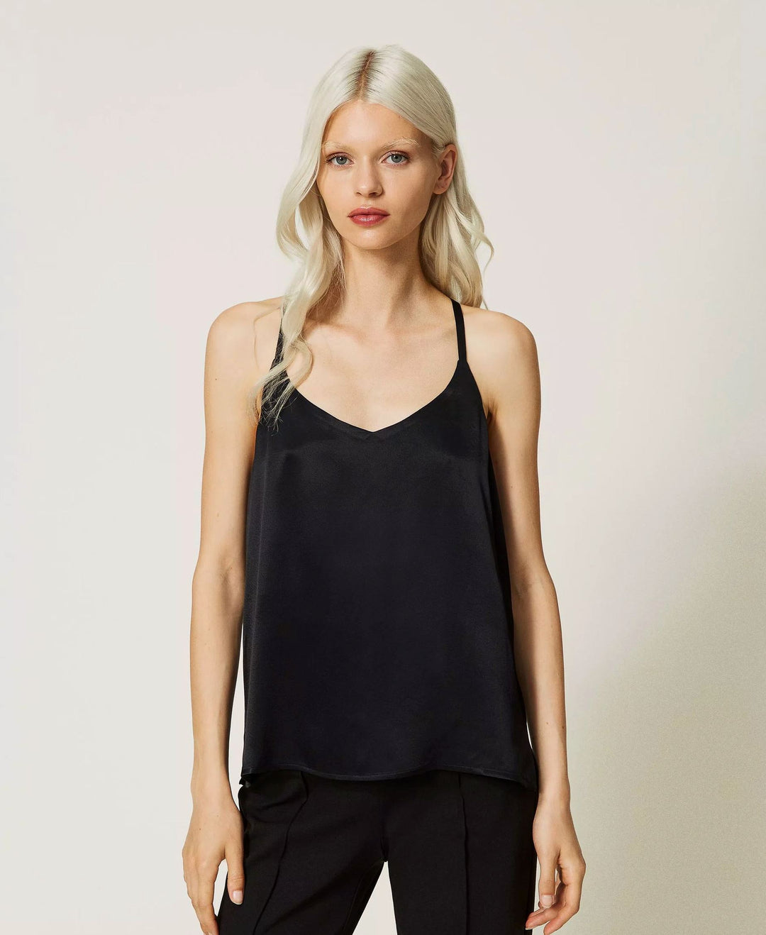 Schwarzes Top mit schmalen Trägern Top TWINSET 